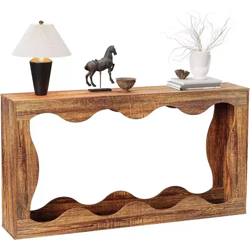 Console rustique de 63 po avec rangement – Table d'entrée étroite à 2 niveaux