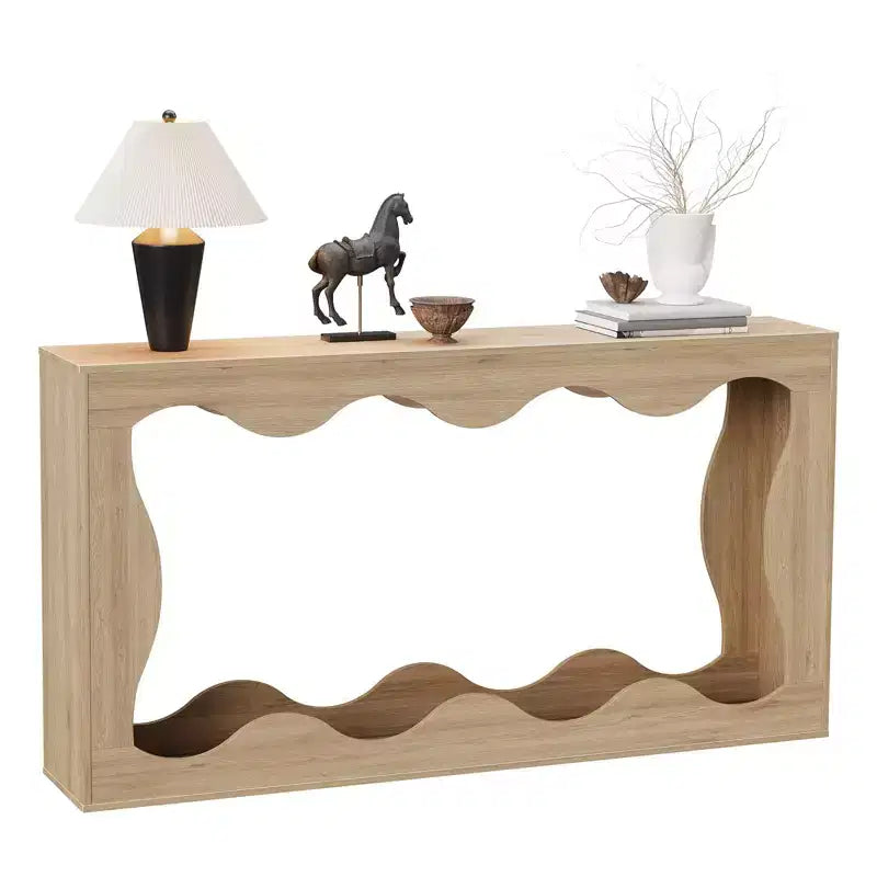 Console rustique de 63 po avec rangement – Table d'entrée étroite à 2 niveaux