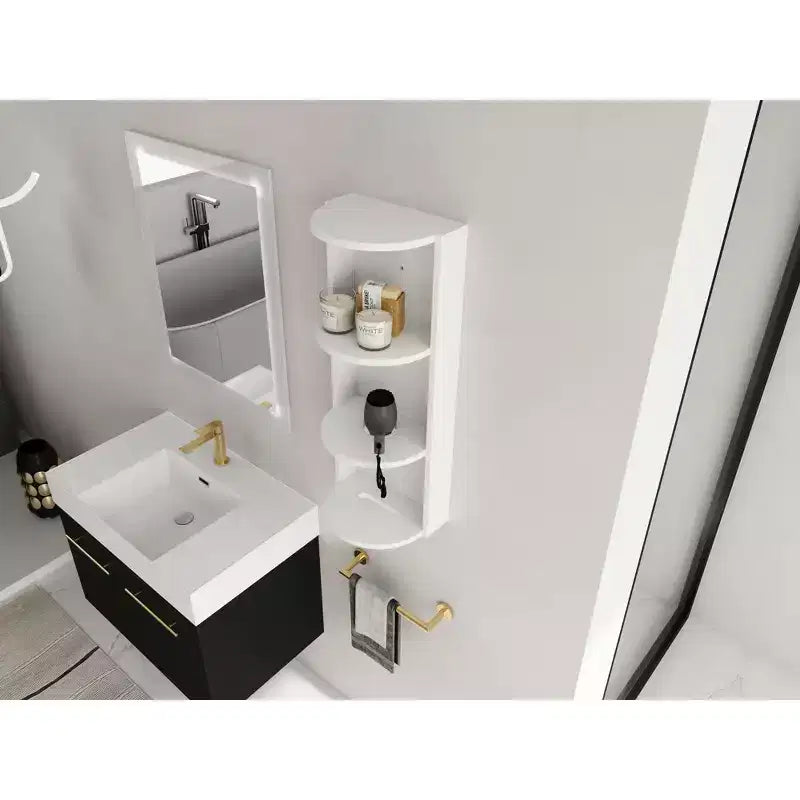 Étagère d'angle de salle de bain à 3 niveaux avec support de sèche-cheveux