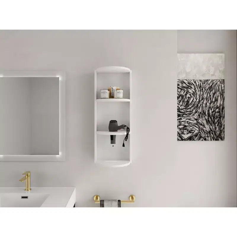 Étagère d'angle de salle de bain à 3 niveaux avec support de sèche-cheveux