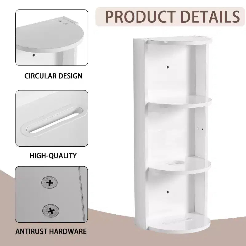 Étagère d'angle de salle de bain à 3 niveaux avec support de sèche-cheveux