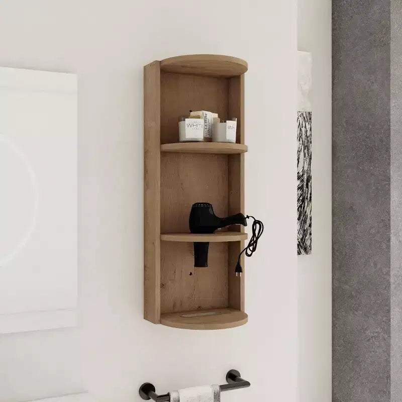 Étagère d'angle de salle de bain à 3 niveaux avec support de sèche-cheveux