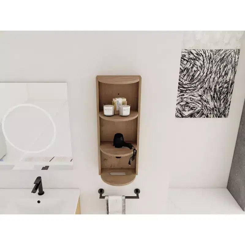 Étagère d'angle de salle de bain à 3 niveaux avec support de sèche-cheveux