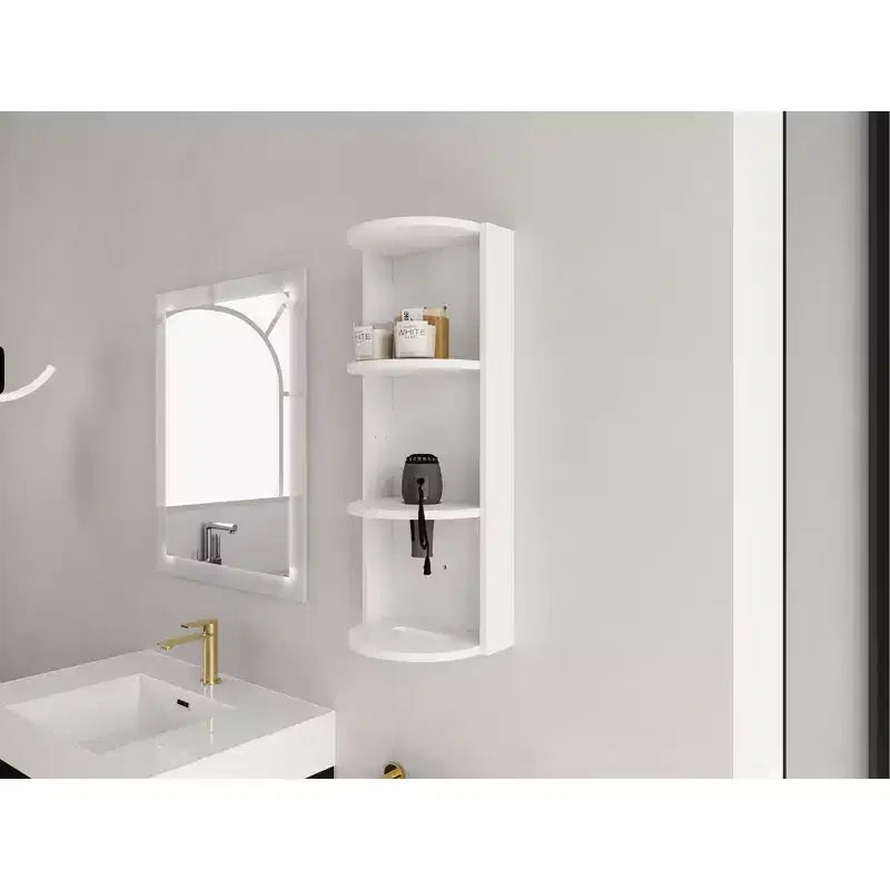 Étagère d'angle de salle de bain à 3 niveaux avec support de sèche-cheveux