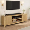 Storage TV cabinet, wooden media console cabinet with ripple doors and golden handles, suitable for living room and bedroom