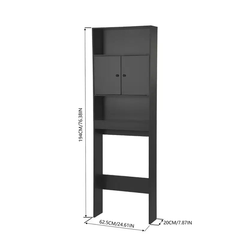 Meuble de rangement de salle de bain haut avec deux portes et étagères ouvertes, organisateur sur pied de 193,9 cm