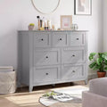GustoWave 7 Drawer Bedroom Dresser, Modern Chest of Drawers, Wood Storage Double Dresser with Deep Drawers for Living Room, Gray