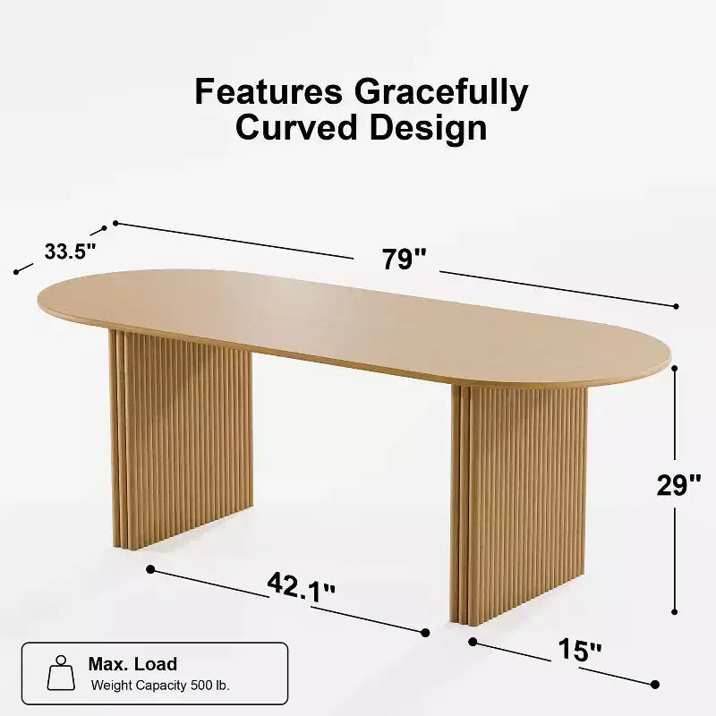 Table de salle à manger ovale 79" – 4 à 6 places, style ferme