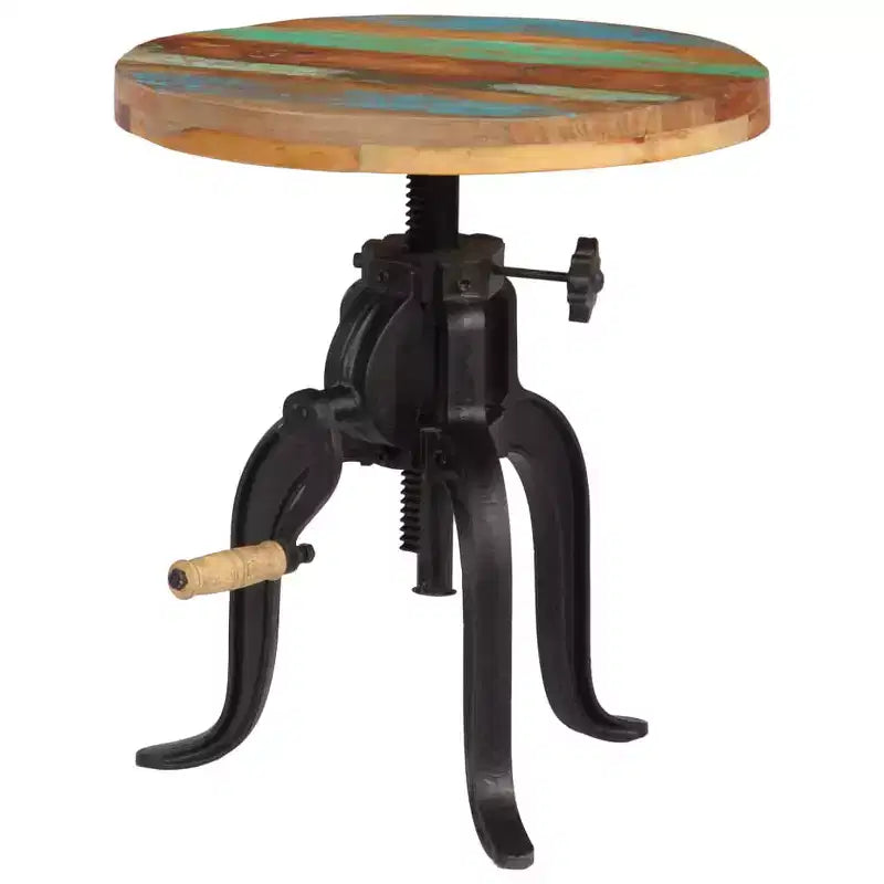 Table d'appoint ronde réglable – Bois recyclé et fonte