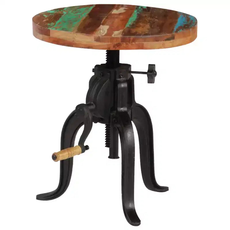 Table d'appoint ronde réglable – Bois recyclé et fonte