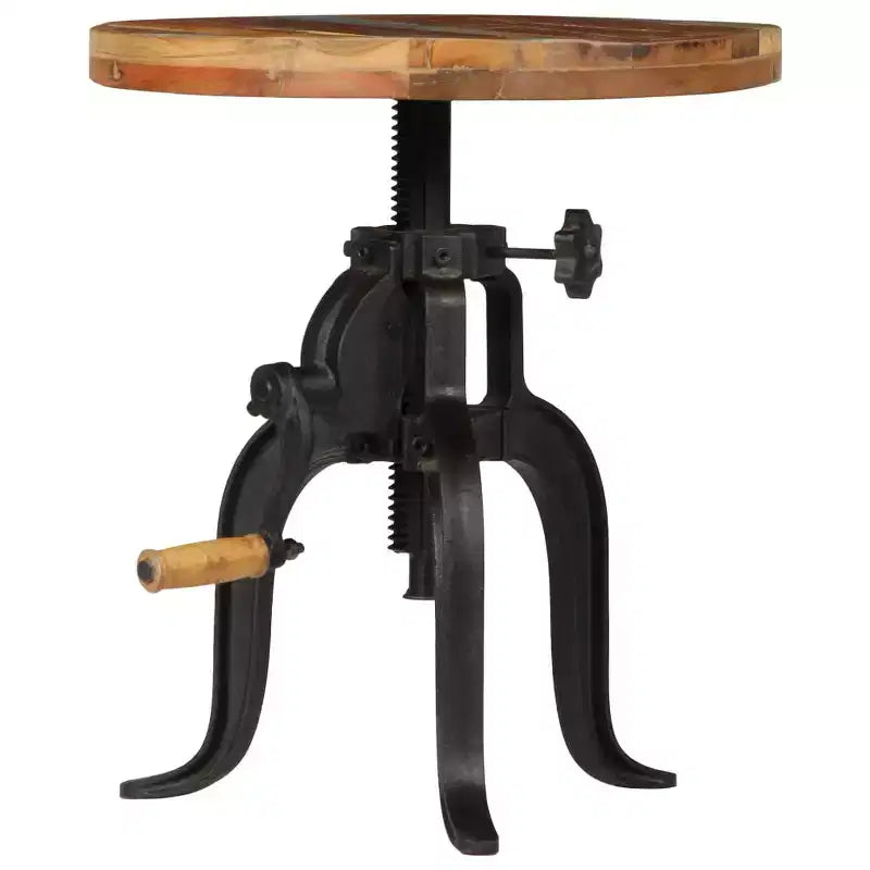 Table d'appoint ronde réglable – Bois recyclé et fonte
