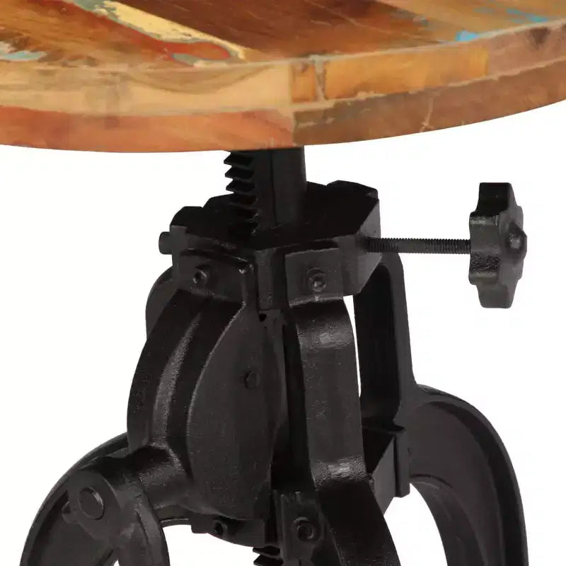 Table d'appoint ronde réglable – Bois recyclé et fonte