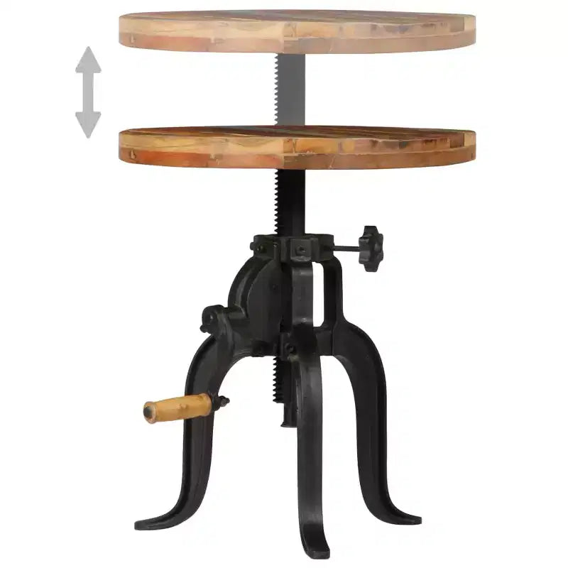 Table d'appoint ronde réglable – Bois recyclé et fonte