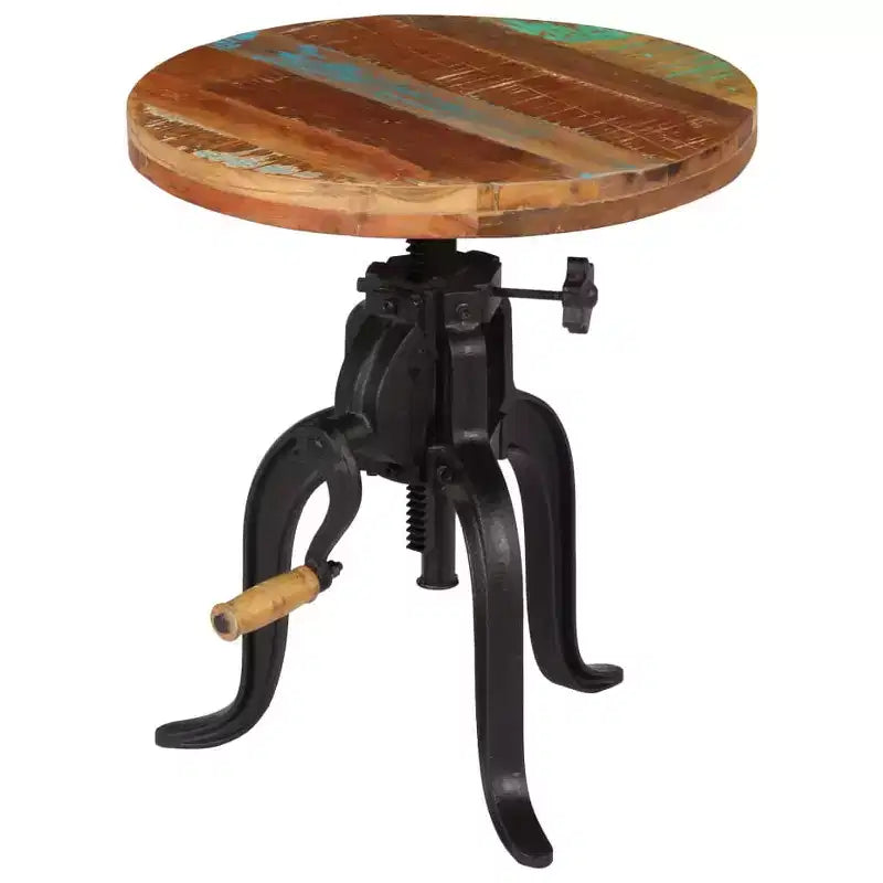 Table d'appoint ronde réglable – Bois recyclé et fonte