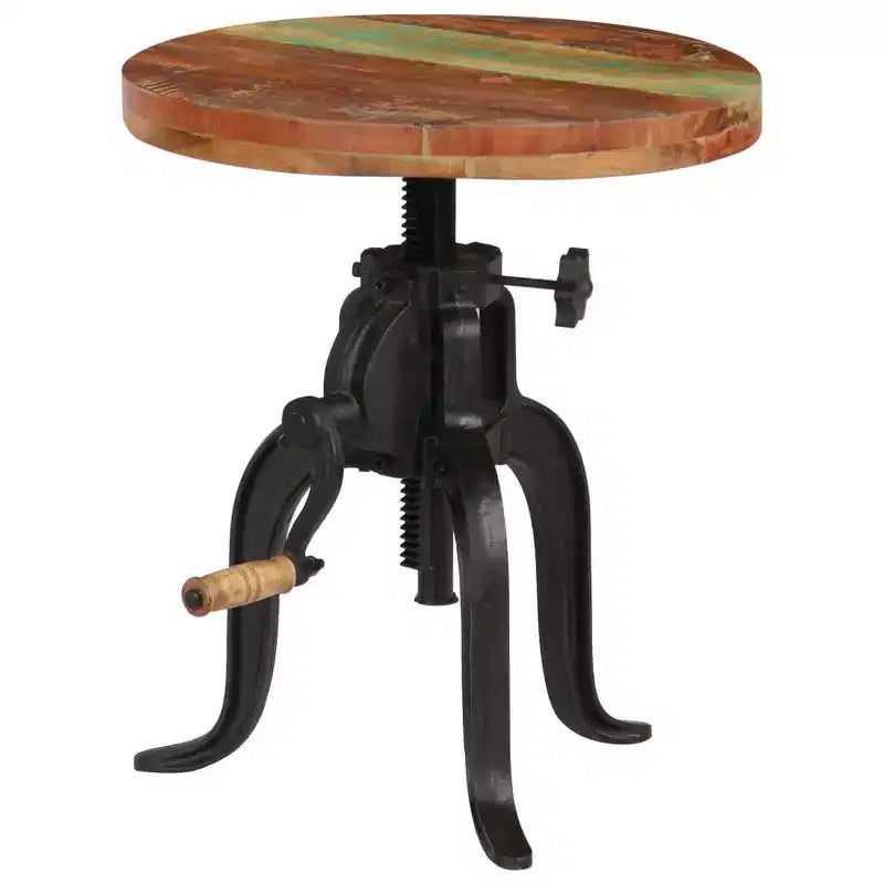 Table d'appoint ronde réglable – Bois recyclé et fonte