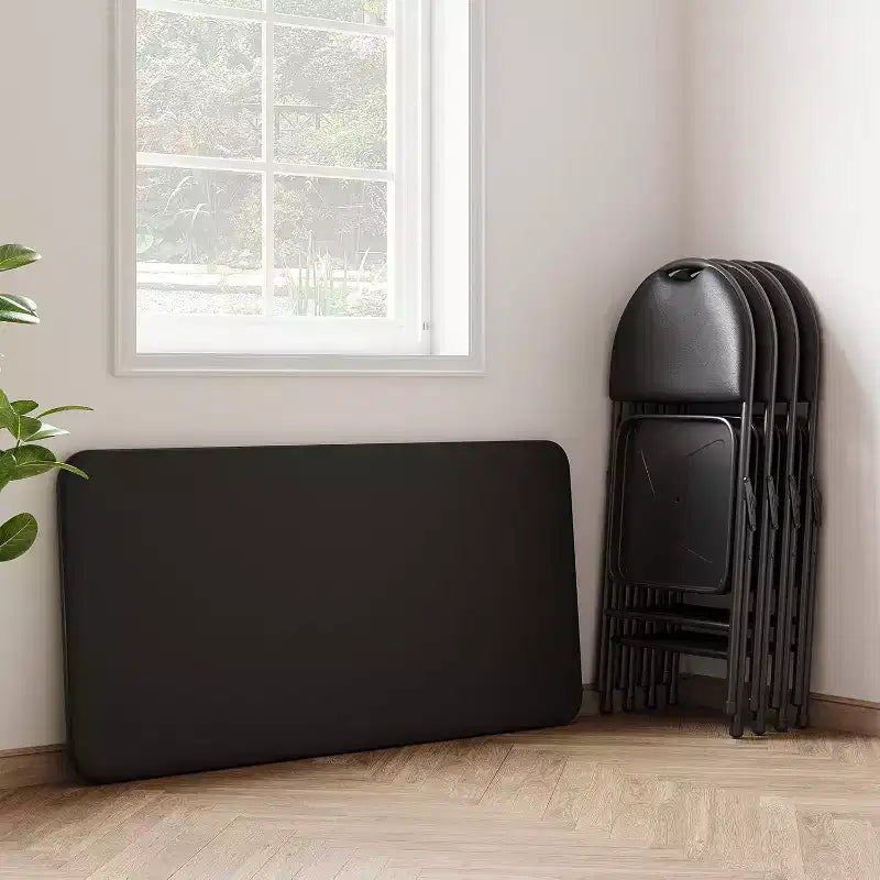 Table pliante avec surface en cuir PU