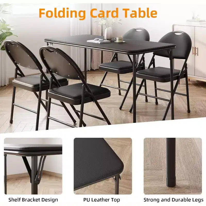 Table pliante avec surface en cuir PU