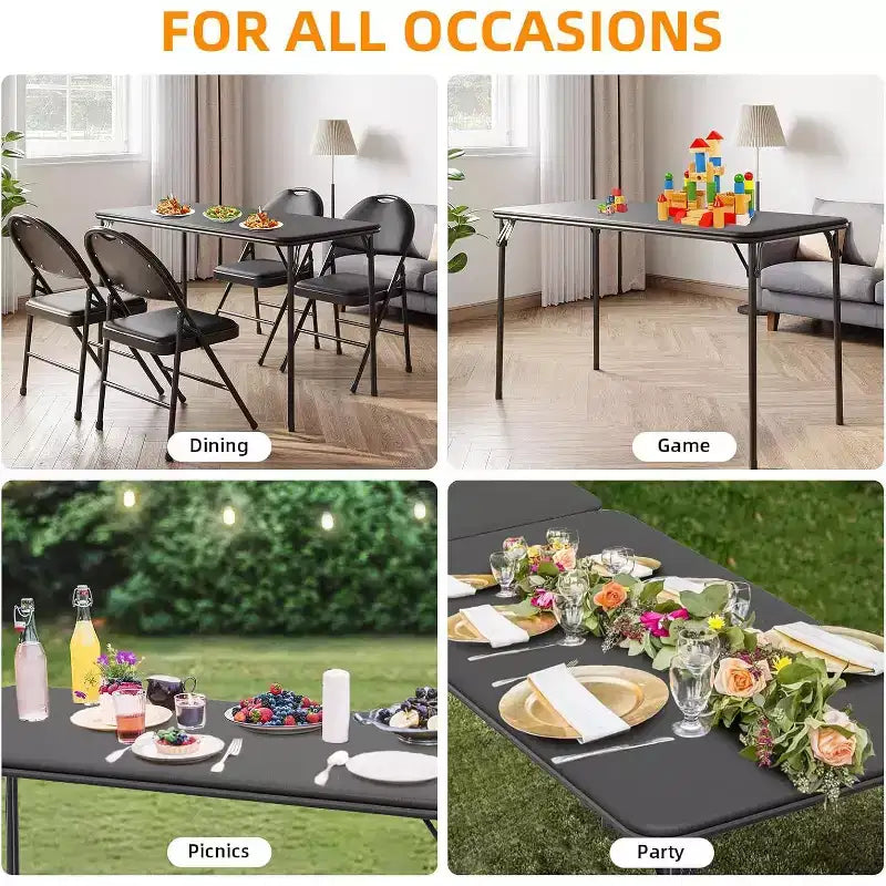 Table pliante avec surface en cuir PU