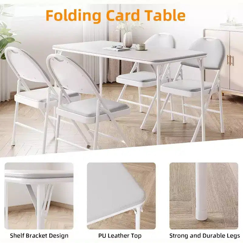 Table pliante avec surface en cuir PU