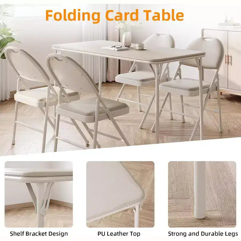 Table pliante avec surface en cuir PU