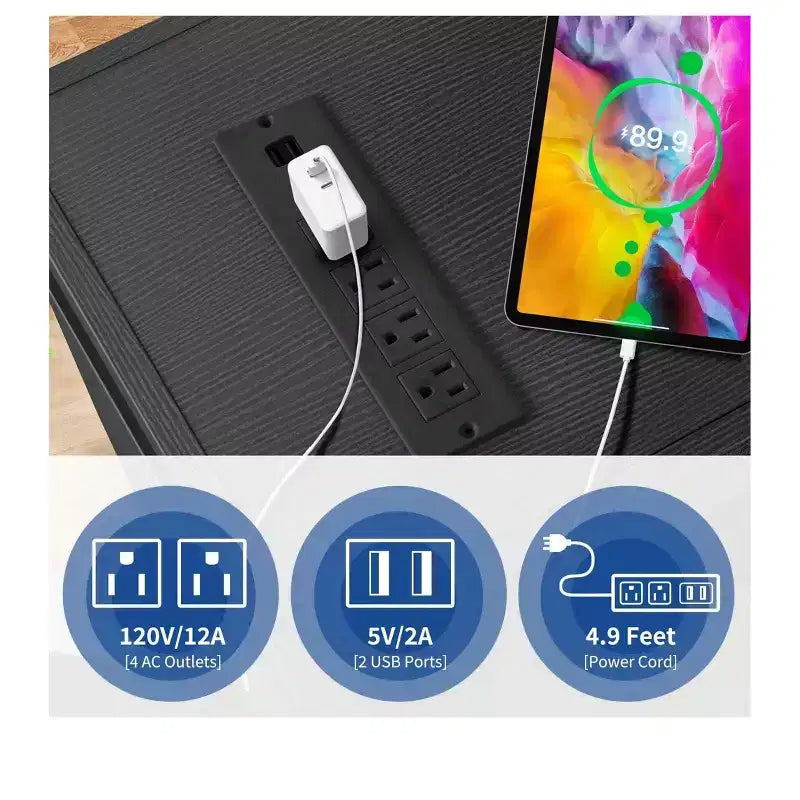 Meuble TV avec lumières LED et station de charge (jusqu'à 65")