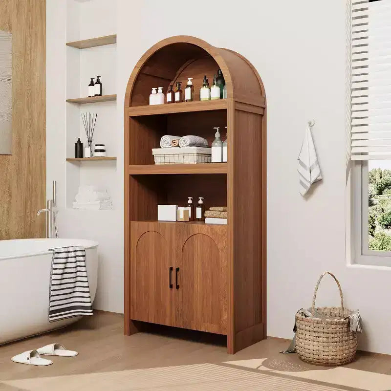 Bibliothèque arquée de 71 pouces avec armoire de rangement