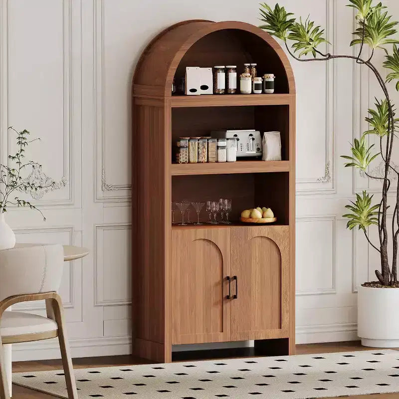 Bibliothèque arquée de 71 pouces avec armoire de rangement