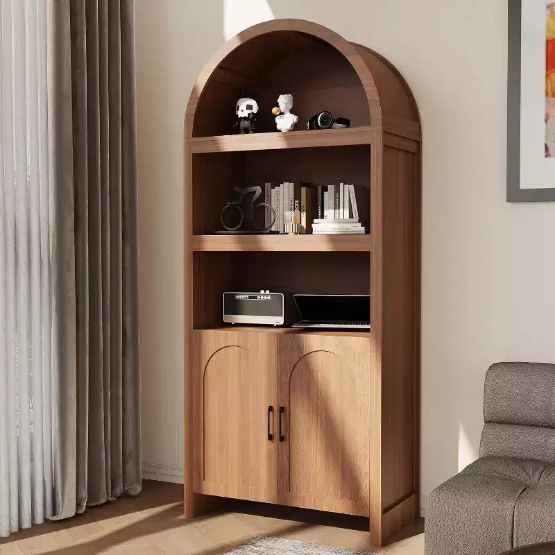 Bibliothèque arquée de 71 pouces avec armoire de rangement