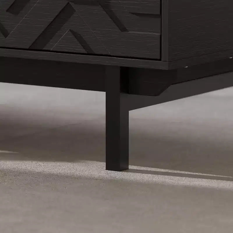 Table basse noire et dorée avec 4 tiroirs
