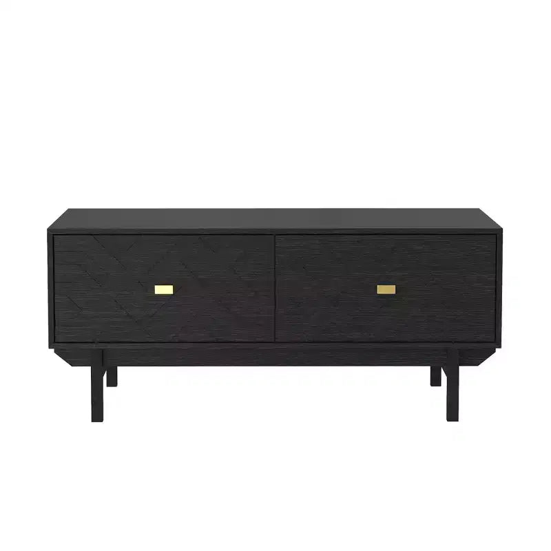 Table basse noire et dorée avec 4 tiroirs