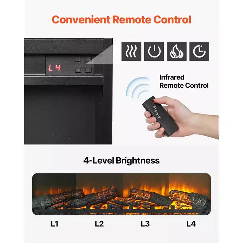 Meuble TV avec cheminée électrique et lumières LED – Convient aux téléviseurs jusqu'à 80 pouces