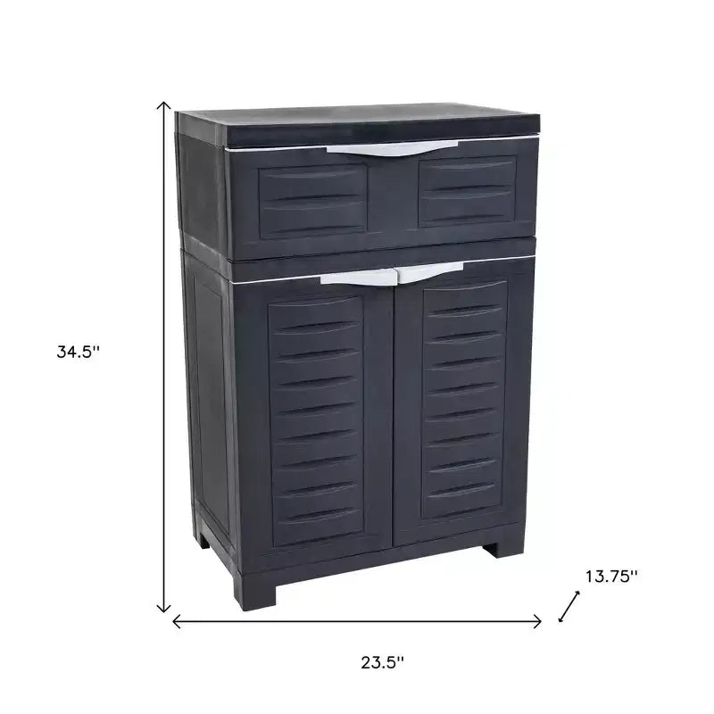 Meuble d'appoint en plastique anthracite – 2 portes, 1 tiroir