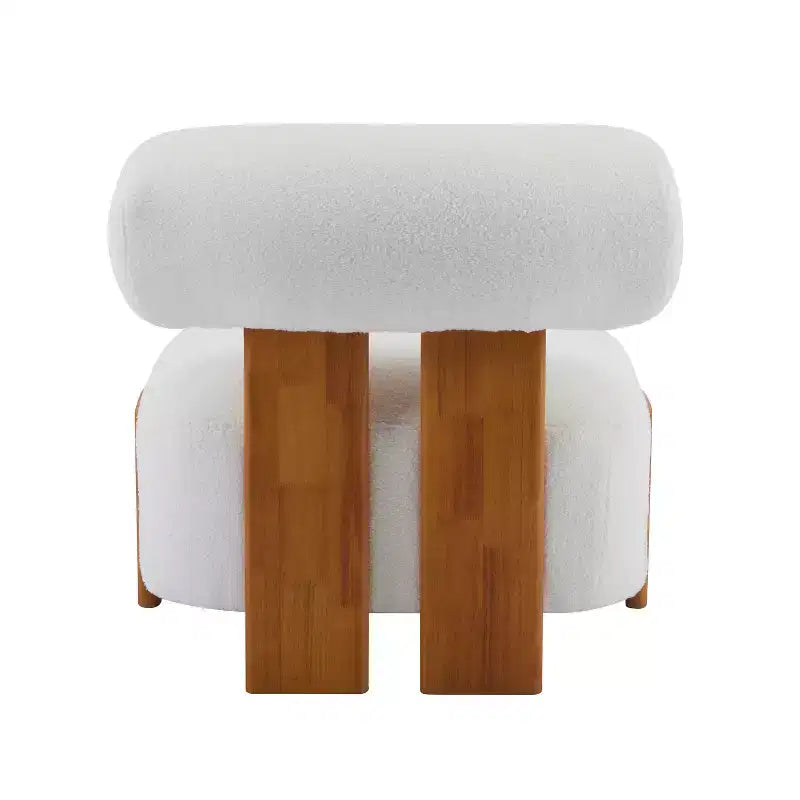 Fauteuil d'appoint contemporain en hévéa et bouclé