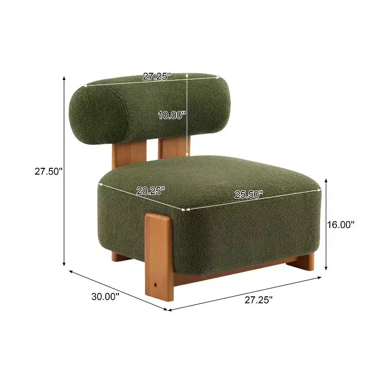 Fauteuil d'appoint contemporain en hévéa et bouclé