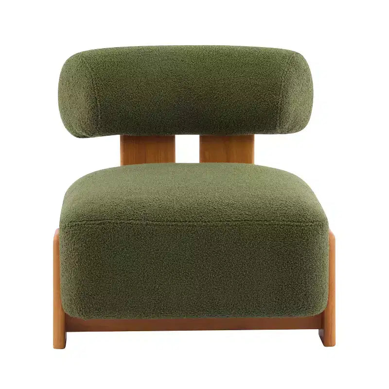 Fauteuil d'appoint contemporain en hévéa et bouclé
