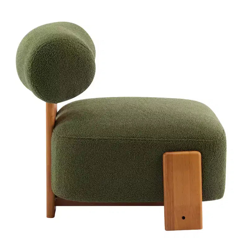 Fauteuil d'appoint contemporain en hévéa et bouclé