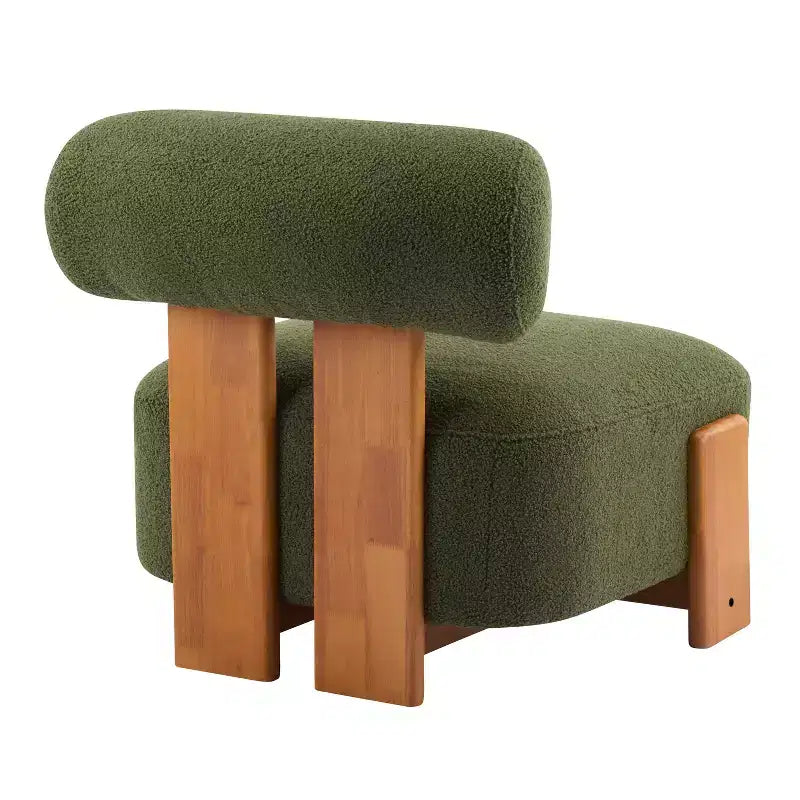 Fauteuil d'appoint contemporain en hévéa et bouclé