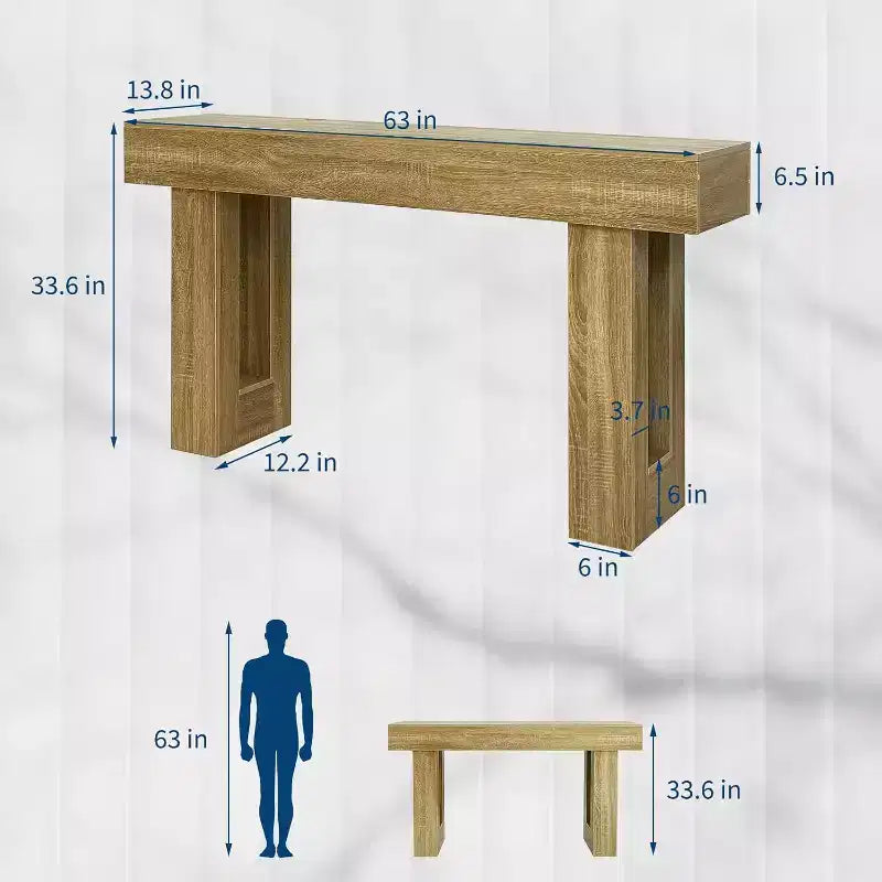 Table console de ferme de 63 pouces – Table d'entrée et de canapé en bois