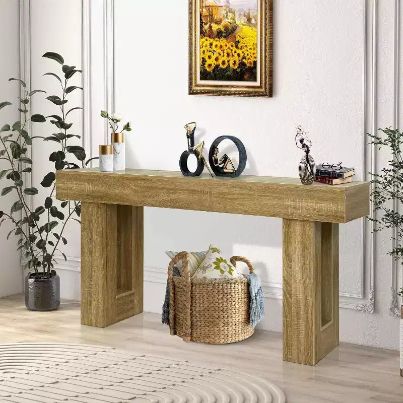 Table console de ferme de 63 pouces – Table d'entrée et de canapé en bois