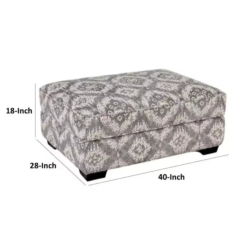 Ottoman capitonné à motif géométrique, 100 cm