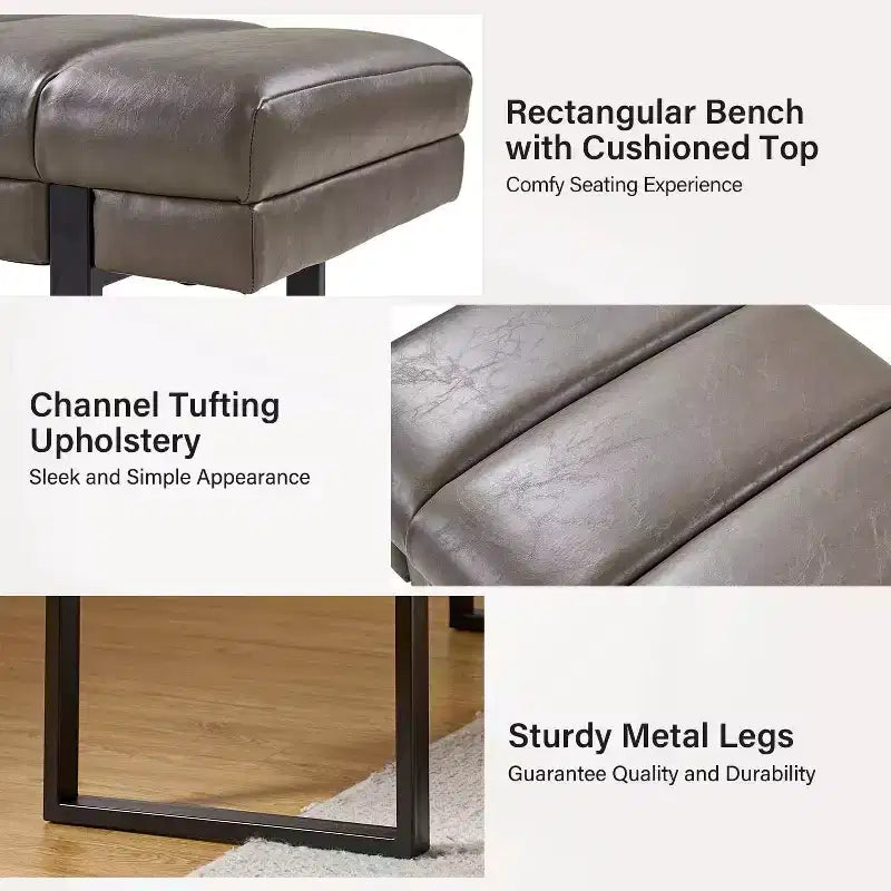 Banc en similicuir capitonné façon canal