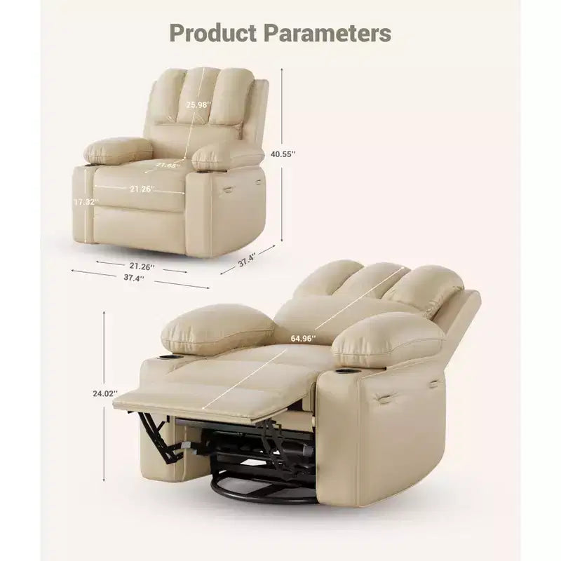 Fauteuil relax pivotant avec fonction chauffage, massage et porte-gobelet