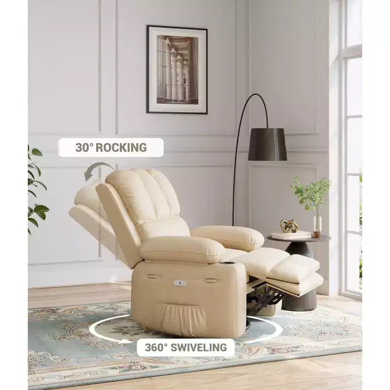 Fauteuil relax pivotant avec fonction chauffage, massage et porte-gobelet