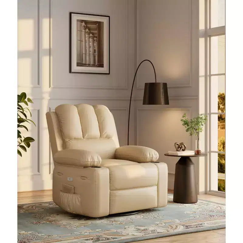 Fauteuil relax pivotant avec fonction chauffage, massage et porte-gobelet