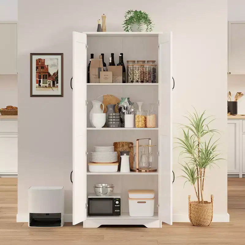 Meuble de rangement haut COZONY avec étagères réglables, 2 portes, organisateur de rangement autonome pour cuisine, salle à manger, sous-sol