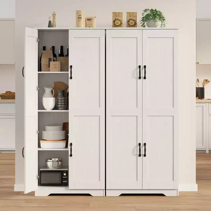Meuble de rangement haut COZONY avec étagères réglables, 2 portes, organisateur de rangement autonome pour cuisine, salle à manger, sous-sol