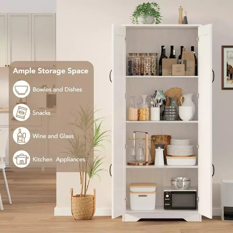 Meuble de rangement haut COZONY avec étagères réglables, 2 portes, organisateur de rangement autonome pour cuisine, salle à manger, sous-sol