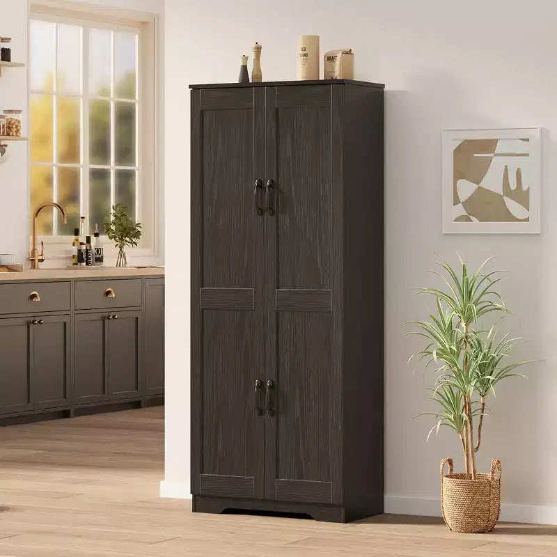 Meuble de rangement haut COZONY avec étagères réglables, 2 portes, organisateur de rangement autonome pour cuisine, salle à manger, sous-sol