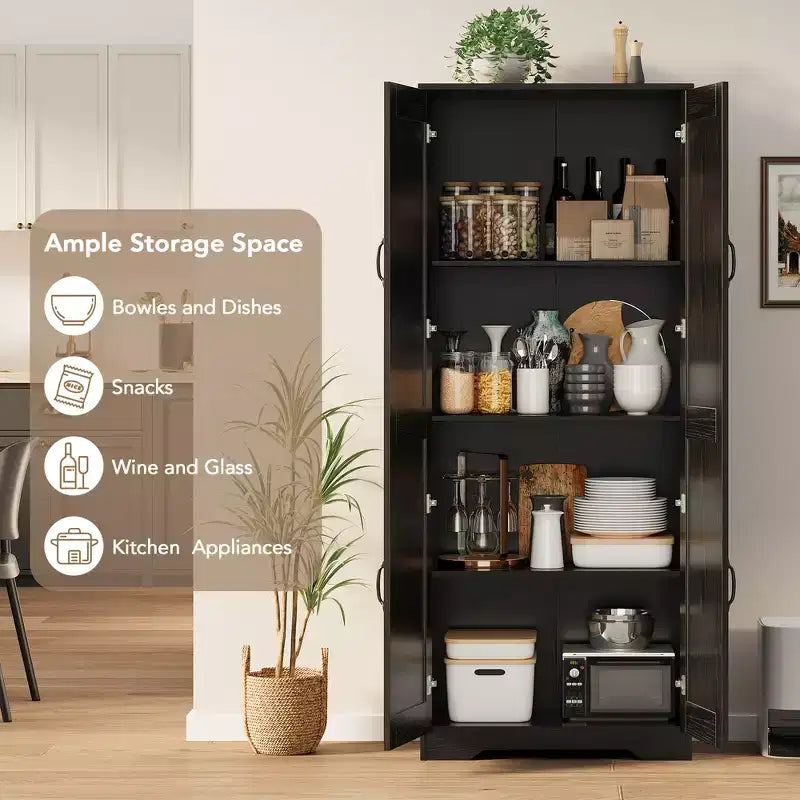 Meuble de rangement haut COZONY avec étagères réglables, 2 portes, organisateur de rangement autonome pour cuisine, salle à manger, sous-sol