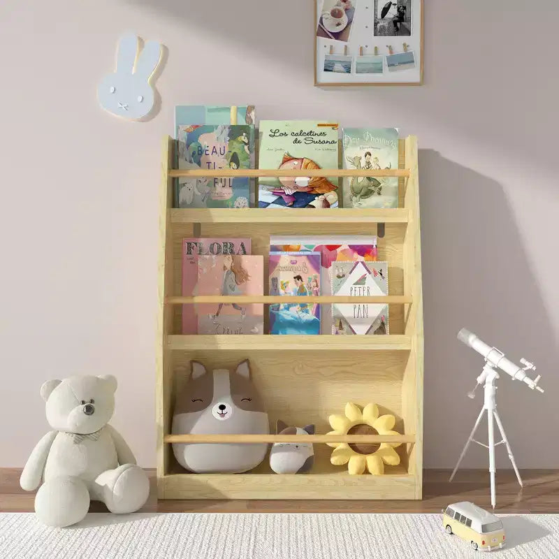 Whisen Étagère à Livres à 3 Niveaux pour Enfants, Aide à Garder les Chambres, Salles de Jeux et Salles de Classe Organisées
